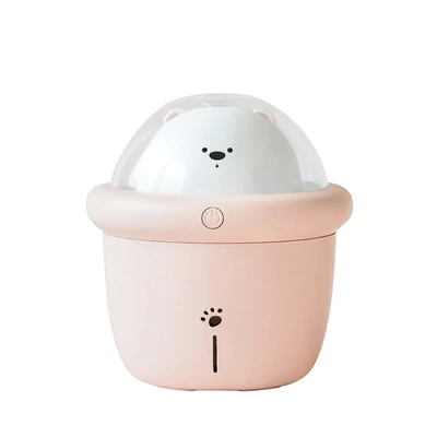 Párásító diffúzor LED világítással, Polarbear rózsaszín - 200ml