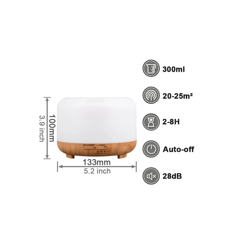 Aroma diffúzor távirányítóval Oval, fa - 500ml