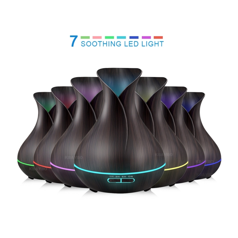 Aroma diffúzor 7 színű LED világítással, Tulip, sötét - 400ml
