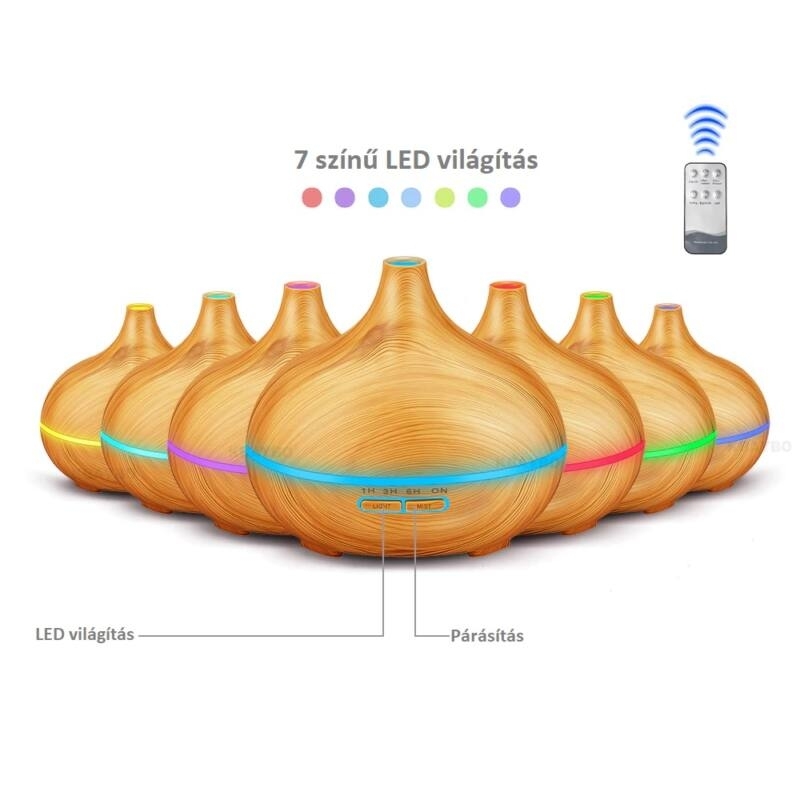 Aroma diffúzor 7 színű LED világítással, távirányítóval Onion, világos - 400ml