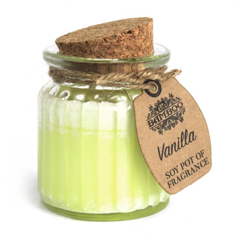 Szójagyertya üvegben, parafa dugóval - Vanília 120g
